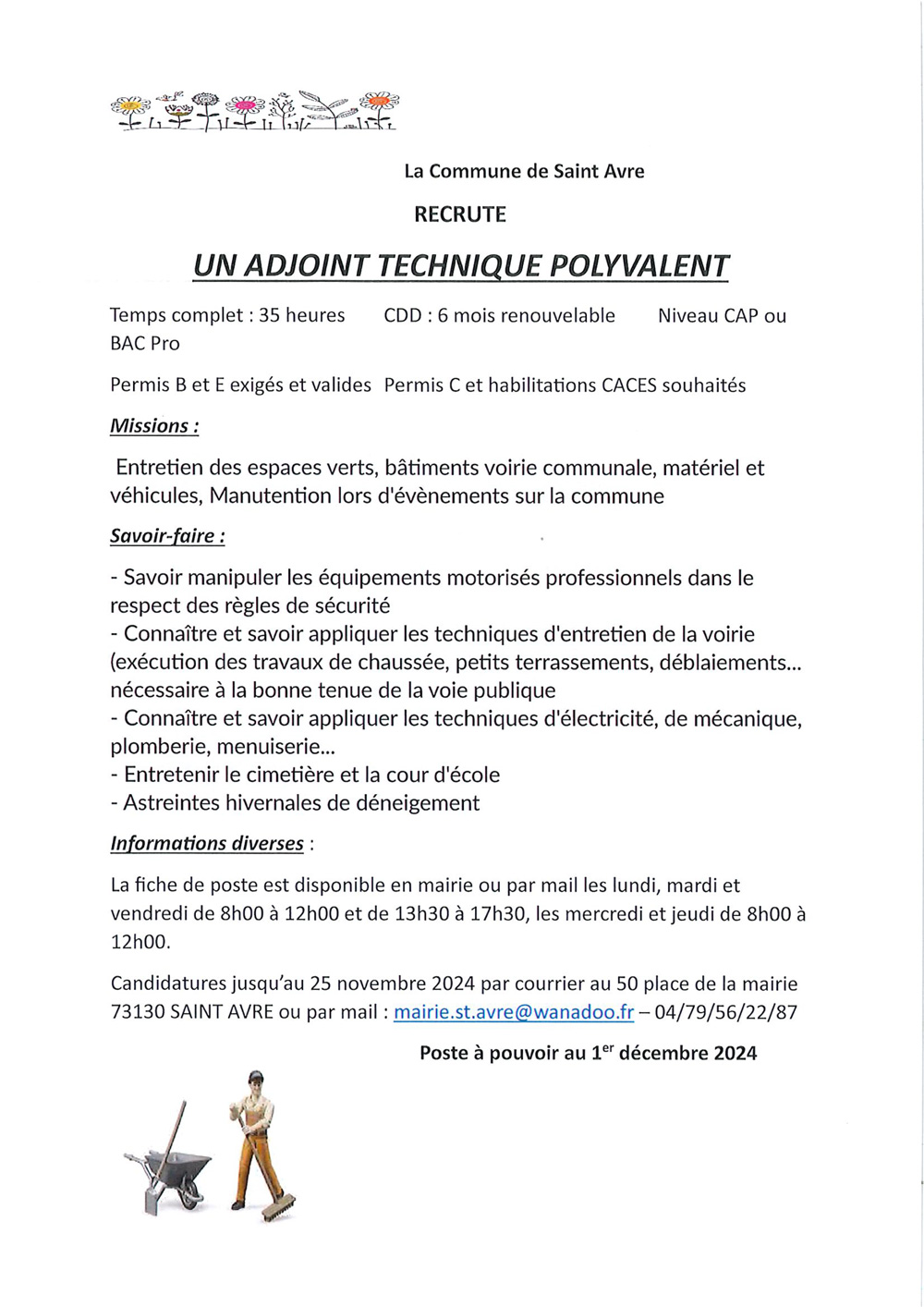 Recrutement Adjoint Technique Polyvalent